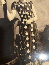 Load image into Gallery viewer, Rare 10x7 Inches WATCH Selling Advertising Lady Holding Clock Banner 1880s Photo