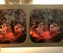 Load image into Gallery viewer, Unusual Tissue Stereoview Dark Tinted Red Fire of Hell Flying Devils _ Very Rare