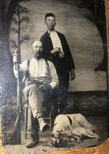 Load image into Gallery viewer, Antique Tintype Photo Men w Rifle & Hunting Dogs & Rabbits!