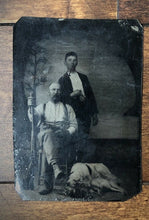 Load image into Gallery viewer, Antique Tintype Photo Men w Rifle & Hunting Dogs & Rabbits!