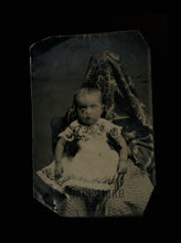 Load image into Gallery viewer, Creepy Hidden Mother Tintype 1870s - Hands Visible Wearing Lace Gloves