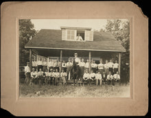 Load image into Gallery viewer, Unusual Old Photo Large Group of Men On House Porch - Man Riding Horse ++ Dog!