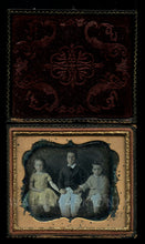 Load image into Gallery viewer, 1/6 Daguerreotype Older Boy & Siblings Children Holding Hands, Tinted