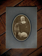 Load image into Gallery viewer, Wonderful Antique Photo Little ID'd Girl Pet Pug ?? Dog & White Cat 1800s 1900s