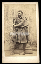 Load image into Gallery viewer, RARE ARMED MOORISH MOUNTAINEER 1860S CDV PHOTO BY CHOUFFLY
