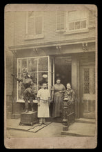 Load image into Gallery viewer, RARE CABINET CARD PHOTO NEW YORK TOBACCO STORE WOODEN CIGAR STORE INDIAN ANTIQUE
