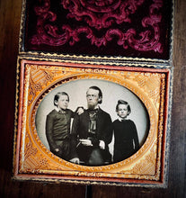 Load image into Gallery viewer, 1/4 Ambrotype Cigar Smoking Man & His Sons Photo Antique 1800s Original