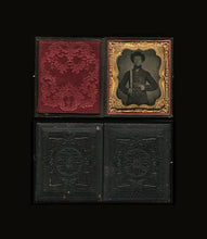 Load image into Gallery viewer, Ambrotype Photo Armed Confederate Civil War Soldier Bowie Knife Tinted Gun 1860s