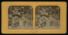 Load image into Gallery viewer, RARE 1860s Devil & Skeletons Photo / Tissue Stereoview ~ Satan Racing His Horse in Hell