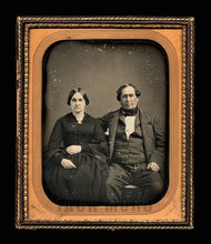 Load image into Gallery viewer, ID’d Hotel Owner & Wife Mourning Dress Full Plate Daguerreotype Rare
