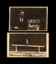 Load image into Gallery viewer, Rare Sideshow Circus CDV Photos - Trained Birds & Trainer by Eisenmann