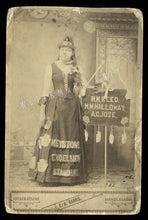 Load image into Gallery viewer, ID'd Banner Lady Holding a Flour Advertising Sign / Kansas 1880s 1890s