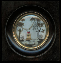 Load image into Gallery viewer, Antique Georgian French Hair Art Memorial 1830s Burning Hearts & Tomb
