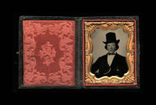 Load image into Gallery viewer, 1/9 1860s ambrotype photo young man wearing tall hat & gold painted medal??