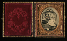 Load image into Gallery viewer, Antique Victorian Ambrotype Photo ID'd Little Girl Holding China Doll Rare Case