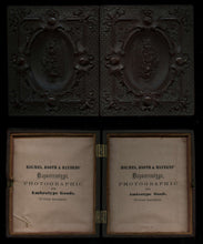 Load image into Gallery viewer, Double 1/6 Tintype Photos - Armed Civil War Soldier + Political Cockade Ribbon