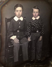 Load image into Gallery viewer, Beautiful Double Daguerreotype Photos Affectionate Siblings Boys & Girls Tinted