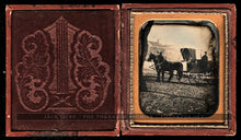 Load image into Gallery viewer, Rare 1850s Daguerreotype Horse Wagon California Blacksmith? Outdoor Street View