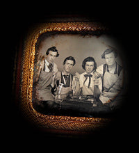 Load image into Gallery viewer, Incredible Occupational Daguerreotype 1850s Workers w Wrench Tools Weaving Shuttle Etc