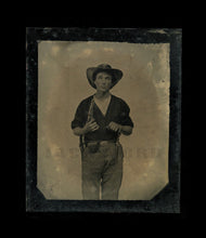 Load image into Gallery viewer, Amazing Armed Civil War Soldier Holding Knife! 1/6 Tintype Photo Neff's Patent