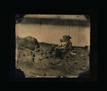 Load image into Gallery viewer, Outdoor 1860s Ambrotype Photo - Family of Four in Horse Carriage
