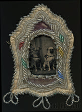 Load image into Gallery viewer, Antique Tintype Photo Two Cute PUG Dogs in Victorian Folk Art Bead Frame Rare