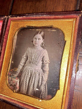 Load image into Gallery viewer, Daguerreotype Of Little Girl Holding Book - Tinted Flowers & Tablecloth _ Sealed