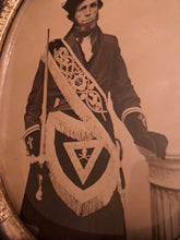 Load image into Gallery viewer, Full Plate 1860s Framed Ambrotype Photo Man in Masonic Regalia Skull Crossbones