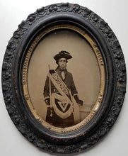 Load image into Gallery viewer, Full Plate 1860s Framed Ambrotype Photo Man in Masonic Regalia Skull Crossbones