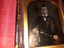 Load image into Gallery viewer, Rare 1840s 1/4 Daguerreotype Man Holding Samurai Sword? Texas, Possibly Sealed