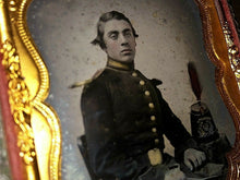 Load image into Gallery viewer, Original Ambrotype Photo of a Civil War Soldier Wearing Shako Tinted 1860s