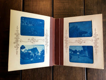 Load image into Gallery viewer, Wonderful Miniature BLUE CYANOTYPE Photo Album 1890s 1900s Train Bicycles Boxing Zoo