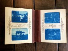Load image into Gallery viewer, Wonderful Miniature BLUE CYANOTYPE Photo Album 1890s 1900s Train Bicycles Boxing Zoo