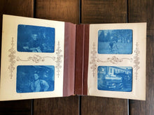 Load image into Gallery viewer, Wonderful Miniature BLUE CYANOTYPE Photo Album 1890s 1900s Train Bicycles Boxing Zoo
