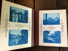 Load image into Gallery viewer, Wonderful Miniature BLUE CYANOTYPE Photo Album 1890s 1900s Train Bicycles Boxing Zoo