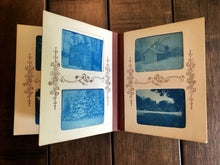 Load image into Gallery viewer, Wonderful Miniature BLUE CYANOTYPE Photo Album 1890s 1900s Train Bicycles Boxing Zoo