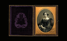Load image into Gallery viewer, 1/4 Jeremiah Gurney Daguerreotype Woman Wearing Leda & Swan Brooch / Tinted / ID'd by Note