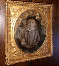 Load image into Gallery viewer, 1/6 Daguerreotype Little Boy with Real Hair 1800s Memento Mori Hair Art Mourning