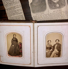 Load image into Gallery viewer, Nice Antique 1860s Album & Photos Tintypes CDVs Newspaper Clippings, Obituary Expired