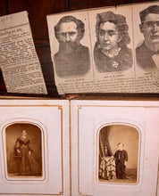 Load image into Gallery viewer, Nice Antique 1860s Album & Photos Tintypes CDVs Newspaper Clippings, Obituary Expired