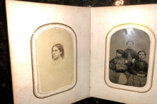 Load image into Gallery viewer, Antique leather 1860s album with old 1800s photos, Civil War tax stamps