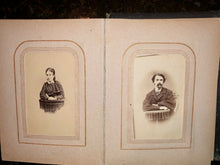 Load image into Gallery viewer, Antique leather 1860s album with CDV & tintype photos + civil war tax stamps