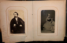Load image into Gallery viewer, Antique leather 1860s album with CDV & tintype photos + civil war tax stamps