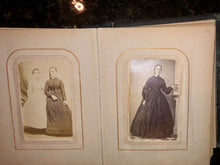 Load image into Gallery viewer, Antique leather 1860s album with CDV & tintype photos + civil war tax stamps