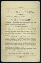 Load image into Gallery viewer, Amazing Antique Occupational Photo Candy Wrapper Girl with Advertising Sign / Owl Mascot & More