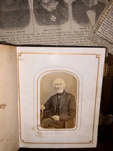 Load image into Gallery viewer, Nice Antique 1860s Album & Photos Tintypes CDVs Newspaper Clippings, Obituary Expired