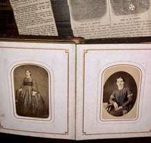 Load image into Gallery viewer, Nice Antique 1860s Album & Photos Tintypes CDVs Newspaper Clippings, Obituary Expired