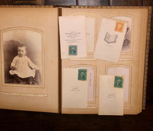Load image into Gallery viewer, Antique leather album Nice Cabinet Cards CDV civil war tax stamps