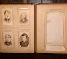 Load image into Gallery viewer, Antique leather album Nice Cabinet Cards CDV civil war tax stamps