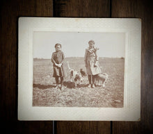 Load image into Gallery viewer, Antique Photo Little Girls with Pets Hound Dog & 2 Cats Lowell Michigan c 1900